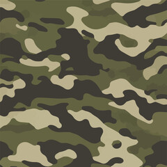Camouflage seamless pattern. Trendy style camo, repeat print. Vector illustration. Khaki texture, perfect for military army design.
