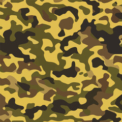Camouflage seamless pattern. Trendy style camo, repeat print. Vector illustration. Khaki texture, perfect for military army design.