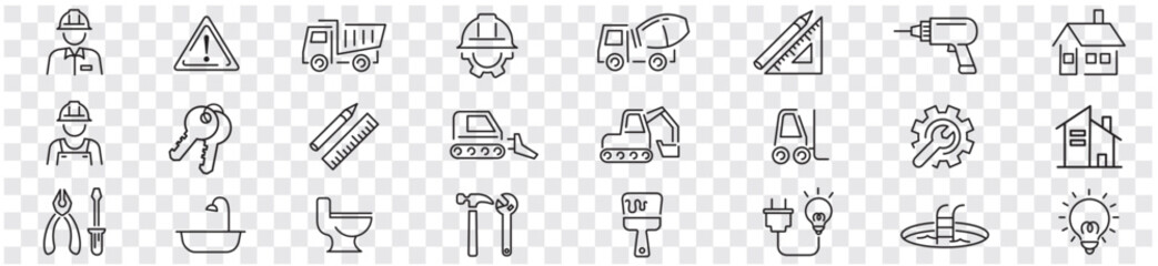 Construction Build line icons collection Vector illustration