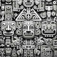 art Aztec culture mask Mexican wooden mask 