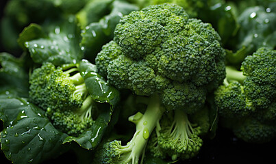 Fresh green broccoli close up as a background. - obrazy, fototapety, plakaty