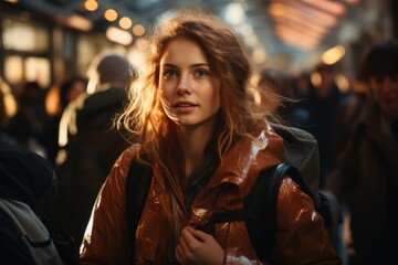Obraz premium girl in the night city, ai generative