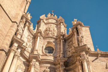 Fototapeta na wymiar Facade of Valencia Cathedral.La Seu de València