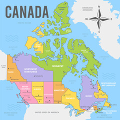 Fototapeta premium Colorful Flat Canada Map