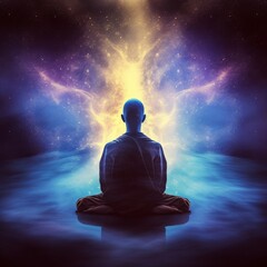 Concept art illustration of meditation spiritual awakening, Generative AI