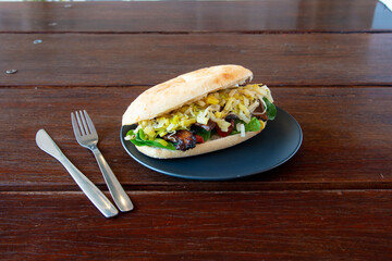 Food in display for the photo shoot in Tokyo, Japan. Nowadays in 2022, people rely on the food delivery service
