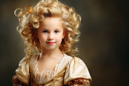 Portrait of a little princess girl with a prissy look.