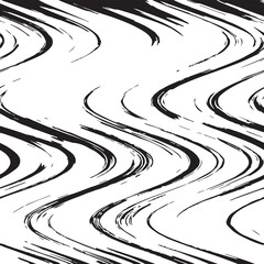 Abstract swirling wavy black brush stroke vector background isolated on white square template. Artsy monochrome black and white modern wallpaper backdrop drawing for poster or brochure cover.