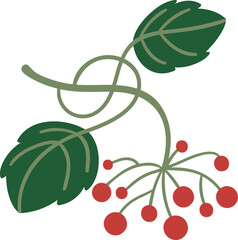 Red viburnum berries with green leaves