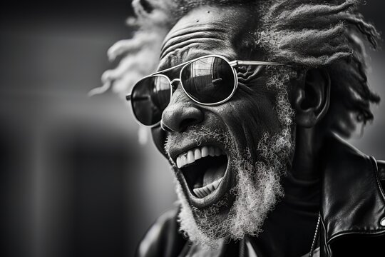 Fototapeta Black and white photo of reggae singer