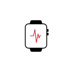 A smart clock with a picture of the heart rate on the screen isolated on a gray background