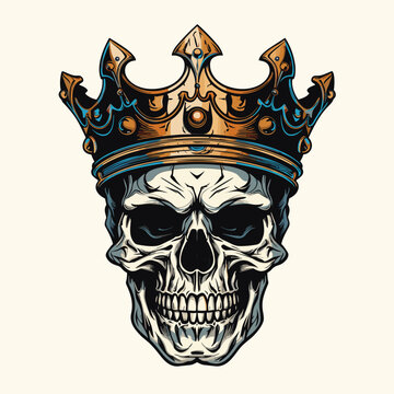 skull with a crown on it, skull king