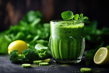Fototapeta premium Green vegetable smoothie background