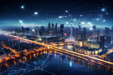 city skyline at night