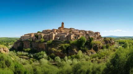 Fototapeta na wymiar Panorama of Pitigliano town in Tuscany, Italy, Generative AI
