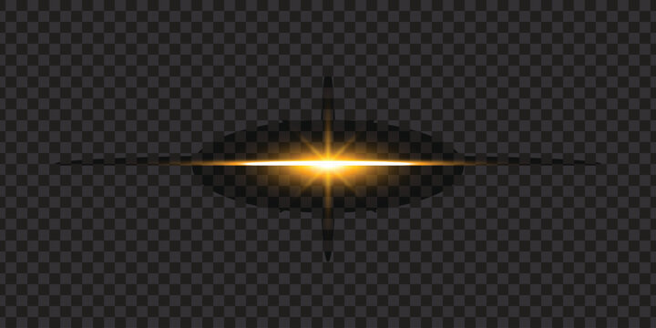 Golden Stars, Glow Effect, Glowing Lights, Sun. Detonation Effect Vector.
