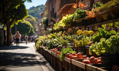 Fototapeta na wymiar Fruits and vegetables on the street market.