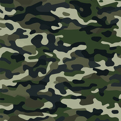 Fototapeta premium Camouflage seamless pattern. Trendy style camo, repeat print. Vector illustration. Khaki texture, perfect for military army design.