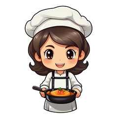 Cute Chef Cooking Food Clipart Illustration