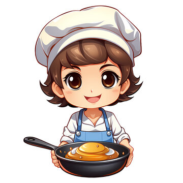 Cute Chef Cooking Food Clipart Illustration