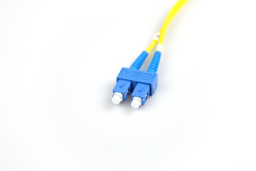 Fiber optic cable connector type sc, isolated on white background