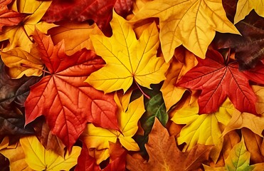 Naklejka na ściany i meble Background of autumn leaves. Autumn background. 