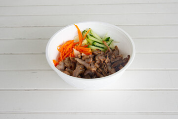 Food in display for the photo shoot in Tokyo, Japan. Nowadays in 2023, people rely on the food delivery service