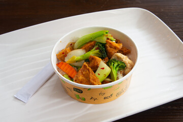 Food in display for the photo shoot in Tokyo, Japan. Nowadays in 2023, people rely on the food delivery service