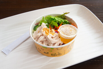 Food in display for the photo shoot in Tokyo, Japan. Nowadays in 2023, people rely on the food delivery service