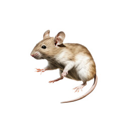 a Mus musculus Field mouse jumping, in motion, side and 3/4 view in Nature-themed, photorealistic illustrations in a PNG, cutout, and isolated. Generative AI