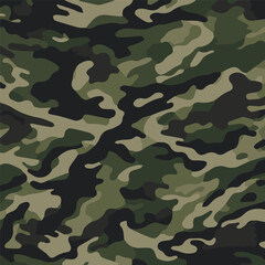 Camouflage seamless pattern. Trendy style camo, repeat print. Vector illustration. Khaki texture, perfect for military army design.