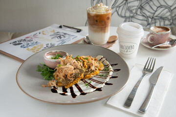 Food in display for the photo shoot in Tokyo, Japan. Nowadays in 2023, people rely on the food delivery service