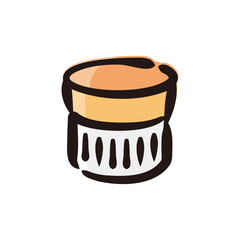 Souffle - Sweets and cake icon/illustration (Hand-drawn line, colored version)