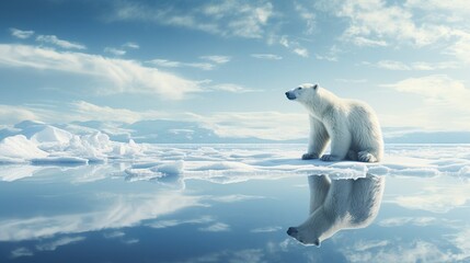 ice bear on an ice floe - obrazy, fototapety, plakaty