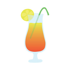 Flat icon cocktail glass isolated on white backrgound. Summer time. Party time. Vector illustration.