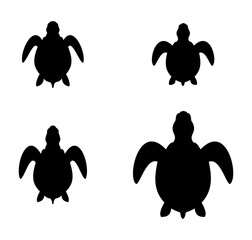 Series of sea turtle icon in black on white background - vector