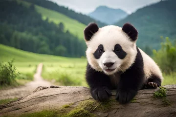 Fotobehang giant panda in jungle © Johnny arts