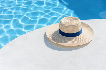 Fototapeta na wymiar Panama hat, summer background. Generative AI