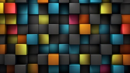Illustration of a vibrant and colorful abstract background with squares in various hues