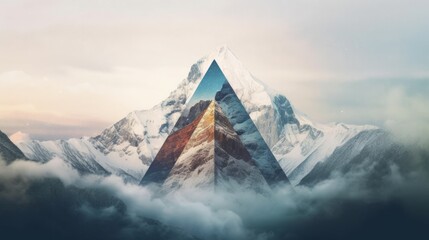 Illustration of a mountain with a triangle in the middle