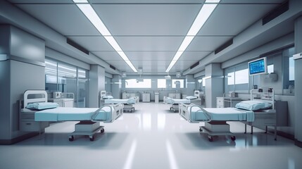Healthcare Theme 3D Illustration of an Empty Emergency Room. 