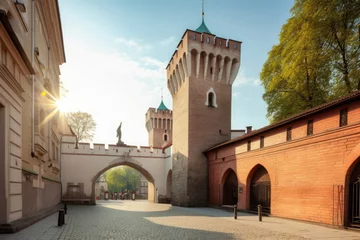 Foto op Plexiglas Krakau St. Florian's Gate in Krakow old town, Poland, Generative AI