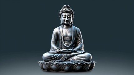 Illustration of a Buddha statue sitting on gray background