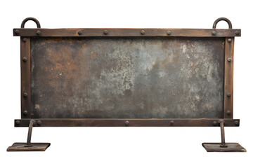 Obraz premium old iron plank signboard isolated on transparent background ,generative ai