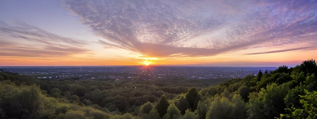 Obraz premium 色彩豊かな夕日の風景、海、山、自然、雲