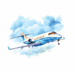 Private jet watercolor paint ilustration