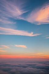 色彩豊かな夕日の風景、海、山、自然、雲