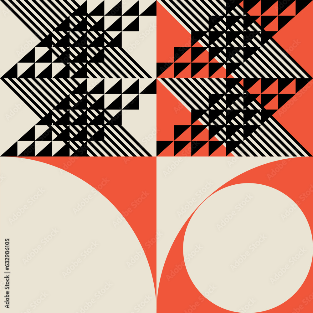Leinwandbilder Modern abstract geometric  vector seamless pattern with simple elements and shapes like circle, square and triangle. Graphic pastel colored minimalist background.