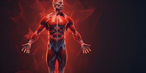 Fototapeta na wymiar male muscular system posed against a background fitness and healthy living concept