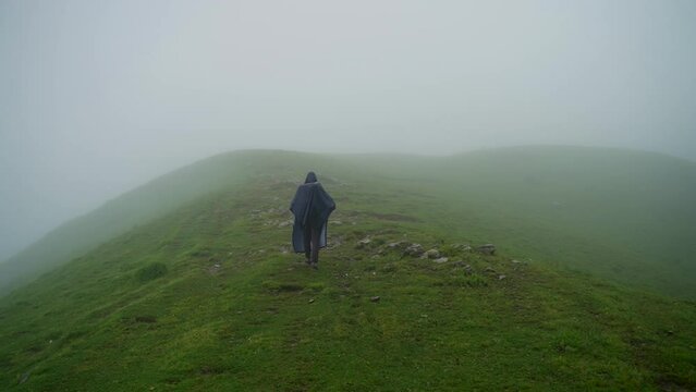 Hiker are trekking to the peak of mount , Bedini bugyal, Uttarakhand, India.
